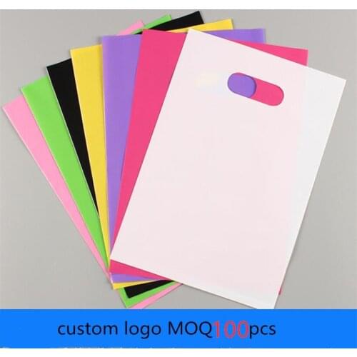 100pcs Print One Color Logo Custom Printing Plastic Bag Jewelry Bag Large Plastic Bag With Handle Gift Packing Bags Personalized