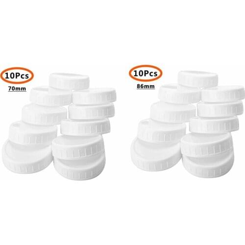 20Pcs Plastic Storage Caps Lids Ribbed for 70mm/86mm Standard Regular Mouth Mason Jar Bottle
