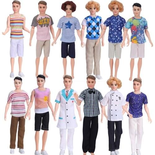5 Items/lot Fashion Handmade Ken Clothes T Shirt Pants Vest Daily Casual Suit Baby Doll Clothes For 1/6 Ken Doll Accessories