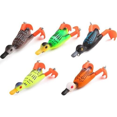 5Pcs Duck Lure Soft Bait Fishing Bait,Realistic Double-Propeller Floating Duckling Swimming Bait,for Freshwater&Seawater