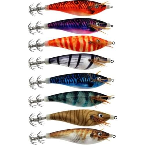 6Pcs New Round Belly Wood Shrimp Fishing Lure Squid jig Squid Hook Fishing Tackle 10 colors choose colour