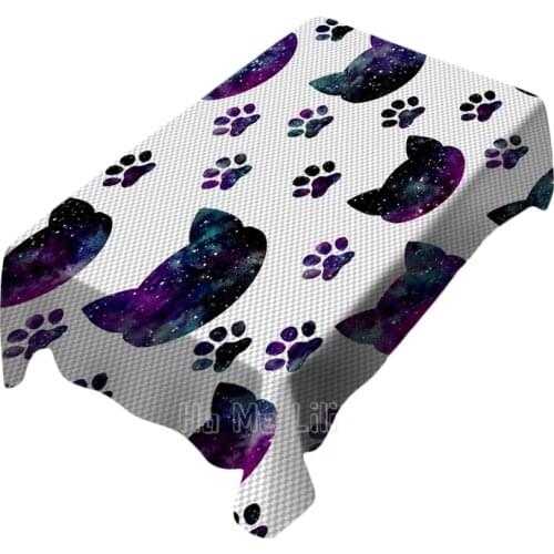 Cat Seamless Mode Vector Halloween Black Cat Tablecloth Rectangular Waterproof Oil Proof Reusable