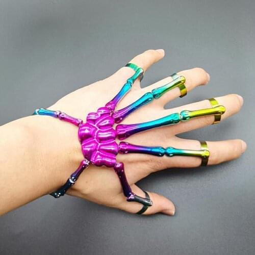 Halloween Steam Punk Hand Skull Skeleton Elasticity Bracelets For Women Men Gothic Adjustable Unisex Bracelet Bangles Jewelry