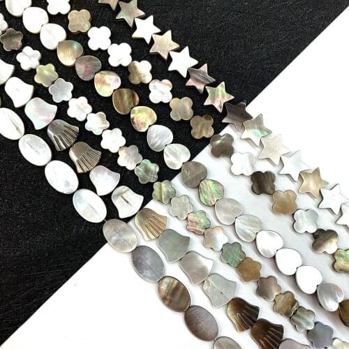 Natural Shell Beads, Butterfly Shape, Oval Shape, Black Shell, for DIY Jewelry Making Necklace Accessories, Length 15 Inches