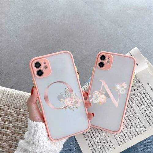 Acronym flower Design high quality Phone Case For iPhone 12 11 Mini Pro XR XS Max 7 8 Plus X Matte transparent Pink Back Cover