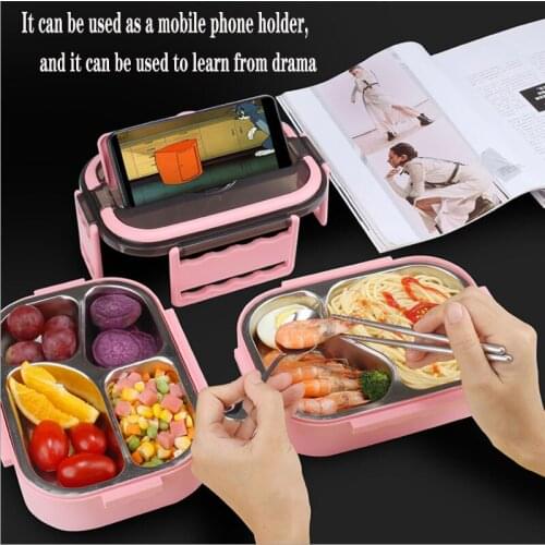 Double layer lunch box 304 stainless steel insulated lunch box student office worker separate multi-layer lunch box portable lun