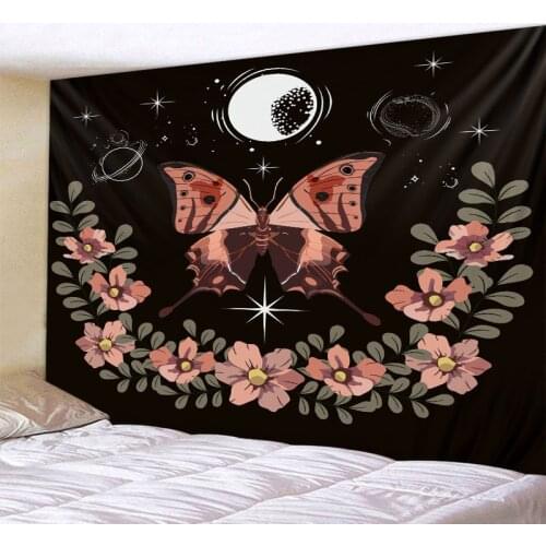 Butterfly Pattern Tapestry Retro Geometric Psychedelic Wall Decoration Witchcraft Yoga Mat Wilderness Sleeping Mat Bohemia