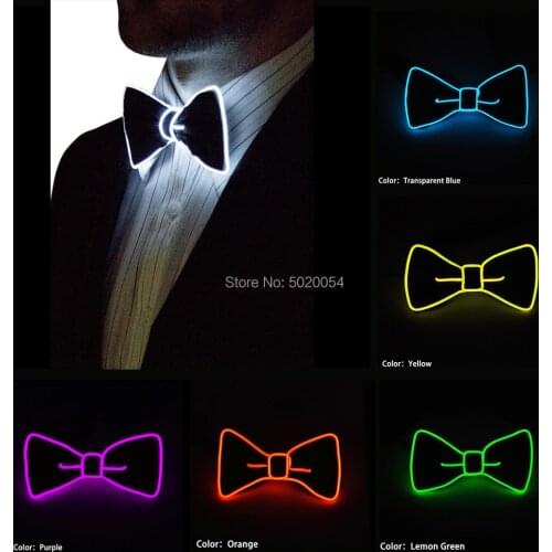 Hot Sale Mens Costume Accessories EL Wire Glowing Bow Tie Suit LED Luminous Bow Tie For Carnival Festival Party