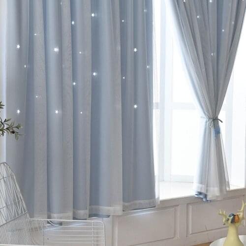 Korean Punch-free Velcro Hollow High-precision Curtain Fabric Shading Net Red Ins Curtains for Living Dining Room Bedroom Study