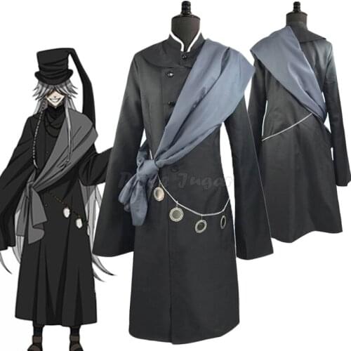Japan Anime Black Butler Under Taker Cosplay Costume Men Halloween Party Performance Outerwear + underwear + Hat Outfit C127M289