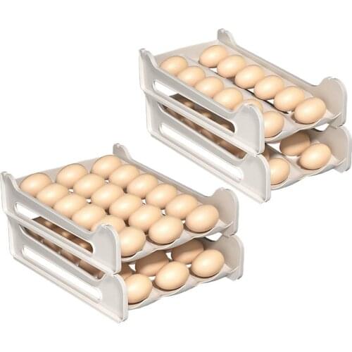 Kitchen Refrigerator Egg Finishing Storage Box Stackable Design Automatic Rolling Egg Storage Rack Can Hold 24/36 Eggs Tray