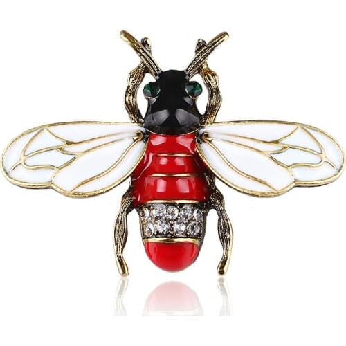 Cute Crystal Bee Brooch Cartoon Animal Enamel Pins and Brooches for Women Shirt Scarf Badge Vintage Jewelry Accessories