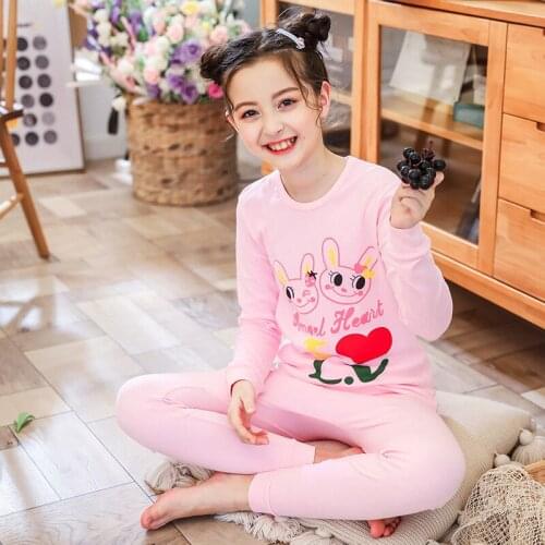 Cute Teens Pajamas Sets Childrens Clothing Nightwear Cute Girls Sleepwear Girls Clothes For 12 14 16 18Y Pajamas Set Long Pants