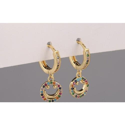 Fashion simple expression smiley face earrings color zircon earrings all-match trend funky charm ladies accessories