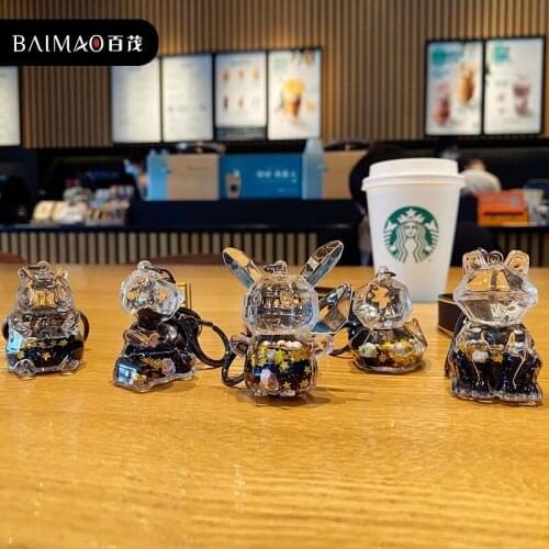 Fashion Acrylic Animal Oiled Black Gold Series Charm Keychain Creative CartoonCute Keychain Personality Couple Gift Bag Keychain