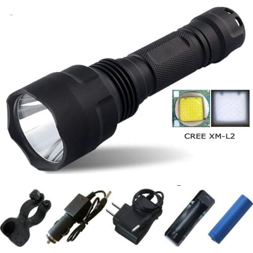 Tactical flashlight led torch CREE XM L2 Waterproof flash light 18650 Rechargeable battery Tactical frame Tail switch