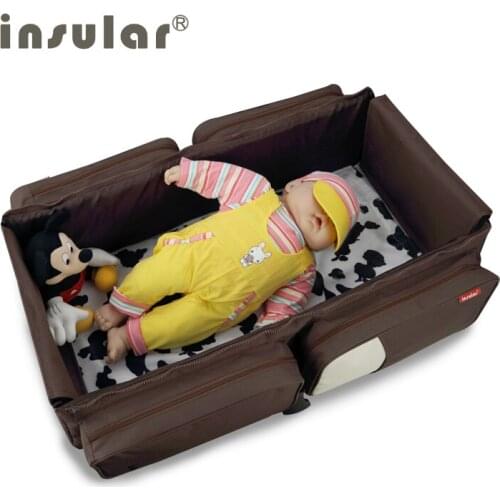 New Arrival Messenger Baby Diaper Bag Portable Baby Bed Travelling Changing Bags Fold Baby Bed