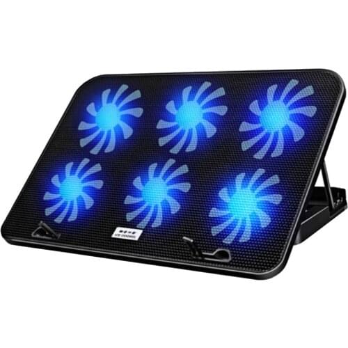 Adjustable Speed Height Laptop Cooling Pad 6 Fans 2 USB Port Notebook Cooler Pad Stand Quiet 13 14 15" 15.6 inch below 17"