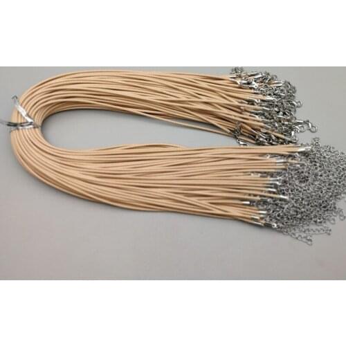 Wholesale fashion 2mm light coffee Wax Leather Cord Necklace 45cm Lobster Clasp Rope Chain Jewelry Accessories 100pcs/lot