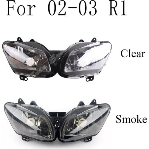 Motorcycle Front Headlight Lamp Assembly For Yamaha YZF-R1 2002 2003 Smoke Clear