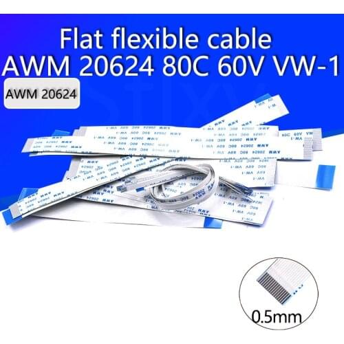 10PCS Flat flexible cable FFC FPC LCD cable AWM 20624 80C 60V VW-1 FFC-0.5MM Flat connection cable 6/10/12/16/20/30/40Pin