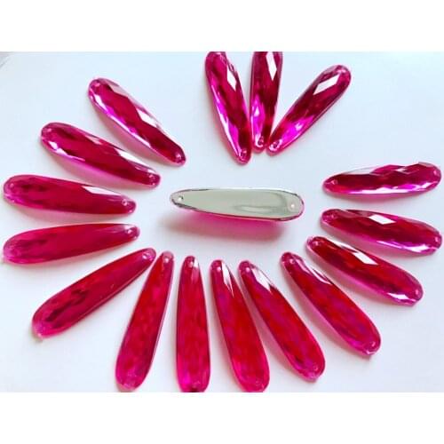 Sew on long drop shape 9*36mm Arcyl crystal rose red rhinestone flatback strass hand sewing stone 100pcs/lot