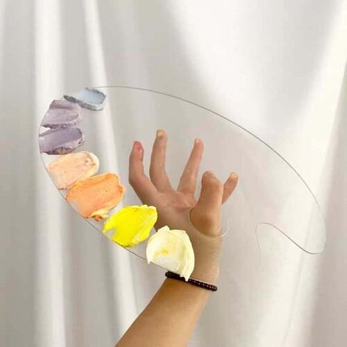 Ins Transparent Art Art Students Acrylic Paint Gouache Oil Painting Watercolor Size Oval Palette Board