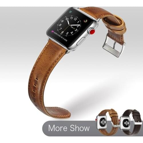 Genuine Leather Watchband For Apple Watch Series SE 6 5 4 40/44mm Strap Luxury Retro Watch Bracelet For Apple iWatch 3 2 38/42mm