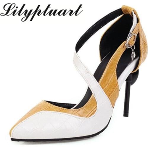 2020 spring fine-heeled high-heeled pointed color-matching sandals women oversized 40-48 sandals tenis shoes women