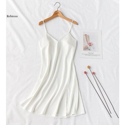 Sexy Silky Women Sleep Robe Strap Top Sleepwear V-Neck Nightdress Lady Home Wear Nightgown Bath Gown Sleepshirts Bathrobe M-XL