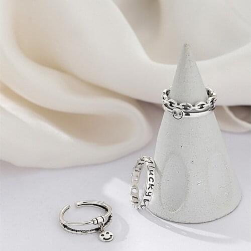 Silver Appy Smiling Face Dark Forefinger Adjustable Ring Restoring Ancient Ways Of Women Fashion Jewellery