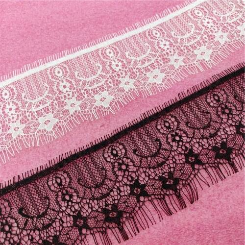 8cm Wide Floral Embroidered Eyelash Lace Ribbon Clothing Accessories Lace material Handmade Wedding Dress Ribbon