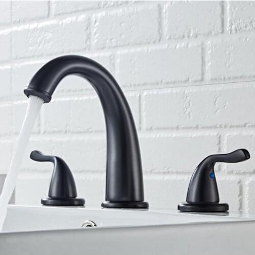 Brushed Nickel/chrome Basin faucet deck bathroom faucet installation square hole 3 double handle copper hot and cold water tap