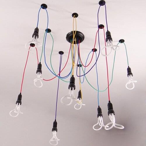 Modern Pendant Lights Energy Saving Bulbs Spider Pendant Lamps 6/8/10/12 Arms Colorful Fabric Core DIY Home Decoration Lighting