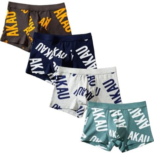 Youth Mens Cotton Shorts Boxers Hombre Underpanties Breathable Japanese Underwear Boxer Male Letters Cute Underpants Man Batch