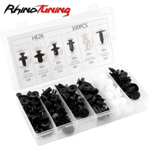 100pcs Car Buckle Set Universal Door Fender Bumper Clips ABS 6 Kinds 0f Mixed Assembly Car Modification Accessories