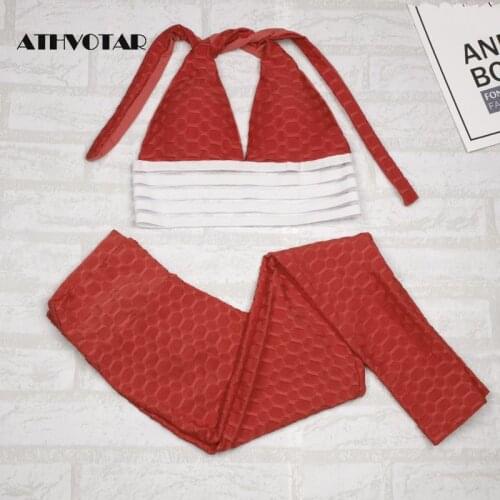 ATHVOTAR Christmas Tracksuit Women Sexy Breathable Sport Bra High Waist Seamless Push Up Leggings Fitness Two Piece Set Women
