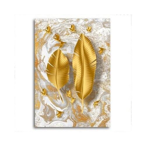 Gold Leaf Art Canvas Painting Wall Prints Luxury Wall Poster Decorative Wall Art Prints Living Room Home Decoration