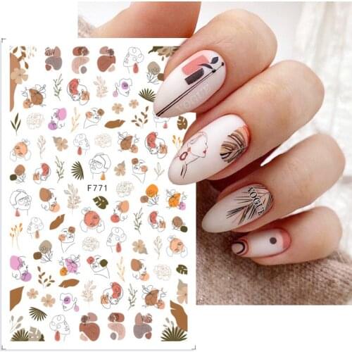 1pcs 3D Stickers Sketch Slider For Nails Wave Line Abstract Craceful Women Autumn Laque Decals Nail Art Decoration LAF758-772