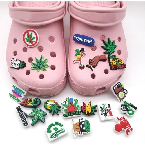 1pc Shoe Charms Accessories Decoration PVC Cartoon Leaf Croc JIBZ Buckle for Men Women Party Xmas Gifts