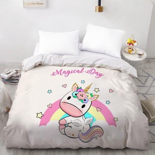 1PCS Duvet Cover,3D Luxury Printing Quilt Cover 200x200/140x200,Cartoon Unicorn Bedding Single/Double Size for Kids,Drop Ship