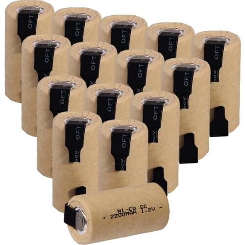 15 pcs SC battery 4.25cm*2.2cm 2200mah 1.2V NICD SUBC batteries for power tools for BOSCH for DEWALT for CASALS for MAKITA