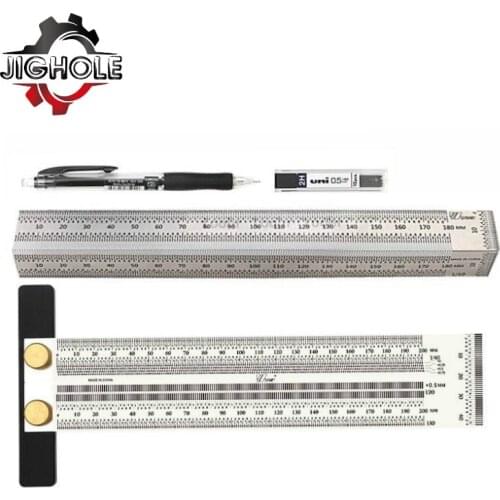 180-400mm High-precision Scale Ruler T-type Hole Ruler Stainless Woodworking Scribing Mark Line Gauge Carpenter Measuring Tool