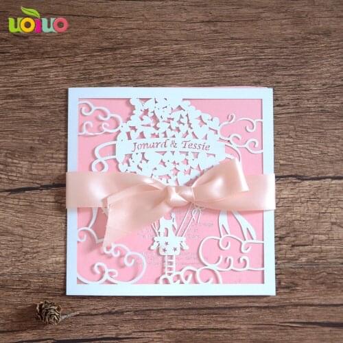 20pc New design white paper Chinese laser cut wedding invitation card