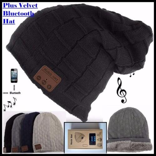 200p!Wireless Bluetooth V4.2 Beanie Knitted Plus Velvet Winter Hat Headset Speaker Mic Hand-free Music Mp3 Magic Smart Cap