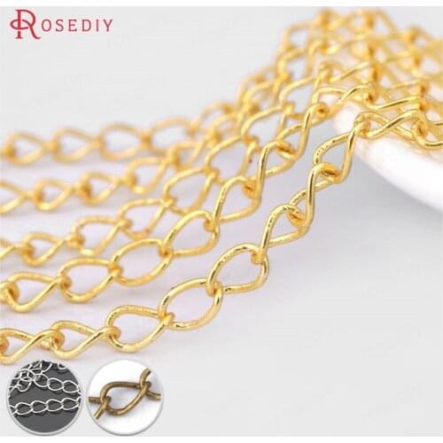 25930)5 meters Chain width:3.1MM Quality Gold Plated Copper Extended Chain Necklace End Chains Diy Jewelry Findings Accessories