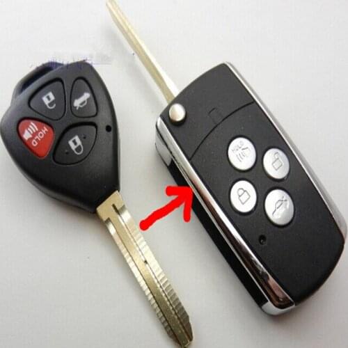 4 Buttons Modified Remote Flip Folding Key Shell Case For Toyota Camry 07-10 Corolla Venza Avalon