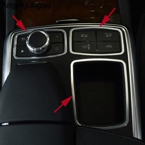 Car Console Centere Water cup holder Frame Cover Storage Multimedia Trim sticker For Mercedes Benz ML W166 GL X166 class