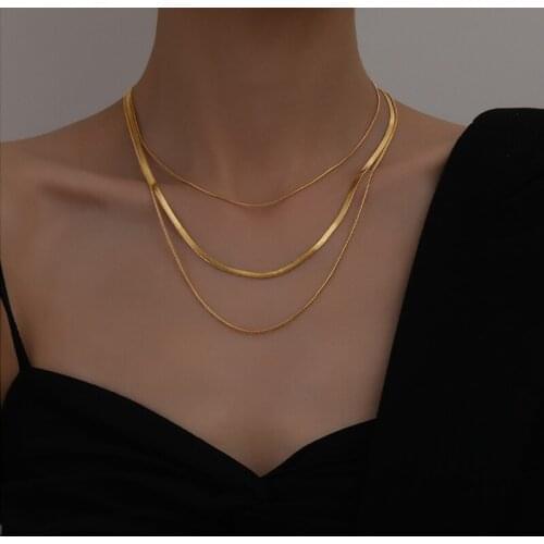 Titanium steel Fashion Multi-layered Snake Chain Necklace For Women Vintage Gold Choker Sweater Necklace Party Jewelry Gift