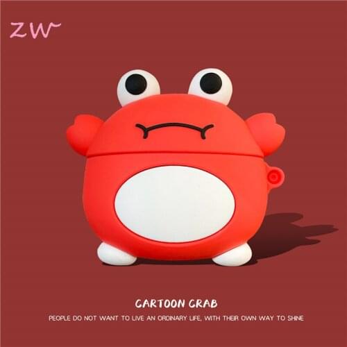 3d cute red little crab for airpods 1 2 3 pro cartoon case charging case soft silicone wireless bluetooth protective cover